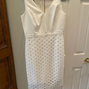 A-line dress midi length with lattice bottom